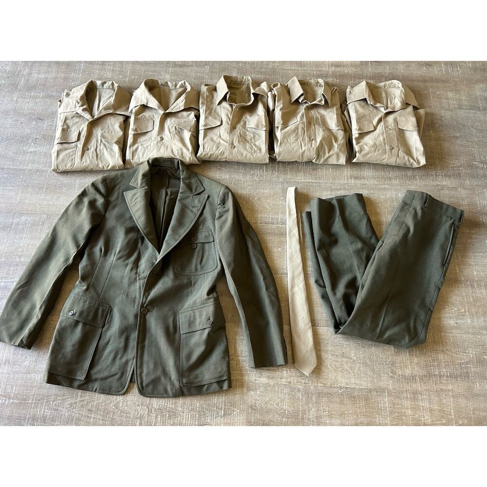Vintage Named Military Uniform Lot Fechheimer Jacket Pants 5 Shirts Tie Issued